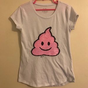 Justice Poop Emjoi flip sequin tee